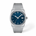 Men's 40mm Steel Watch, Integrated Bracelet, Blue Dial, Blue, automatic
