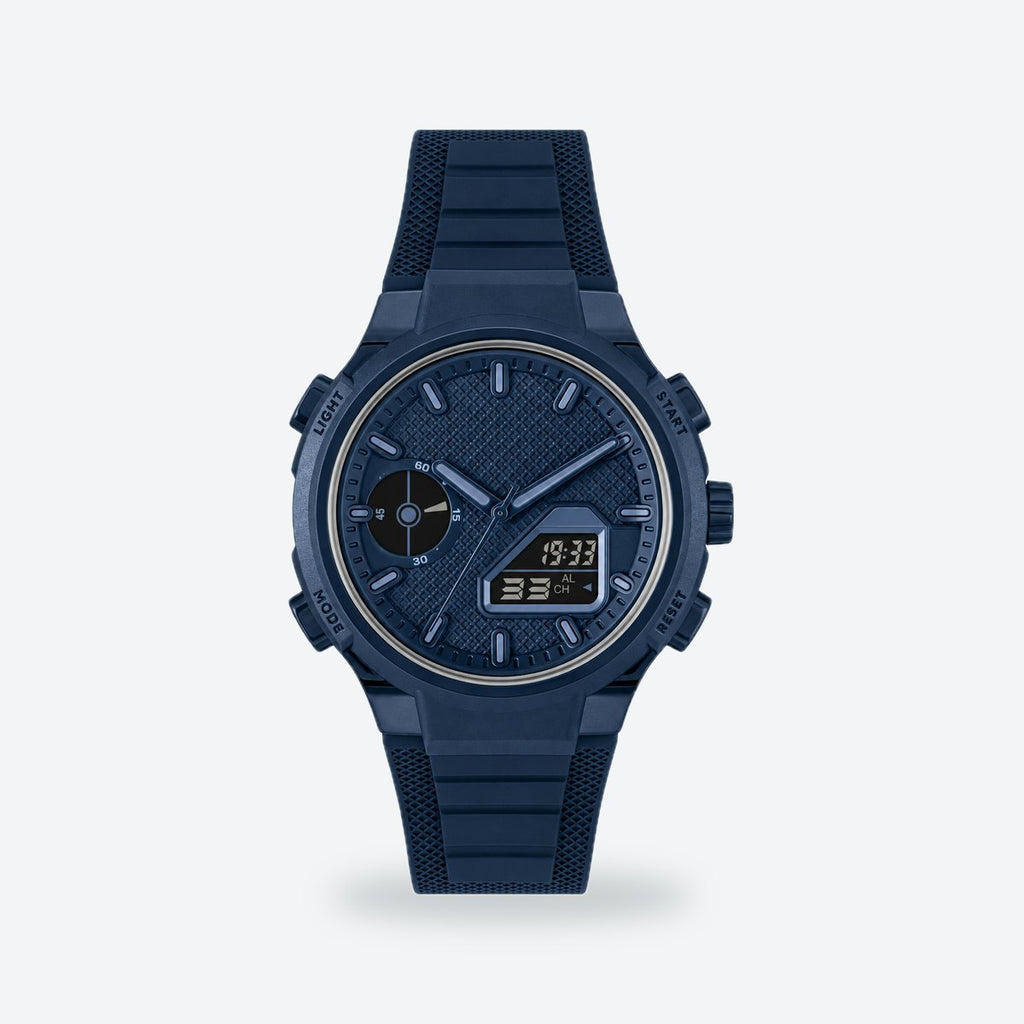 Men's 45mm Blue Dial Watch, Rubber Strap, photo