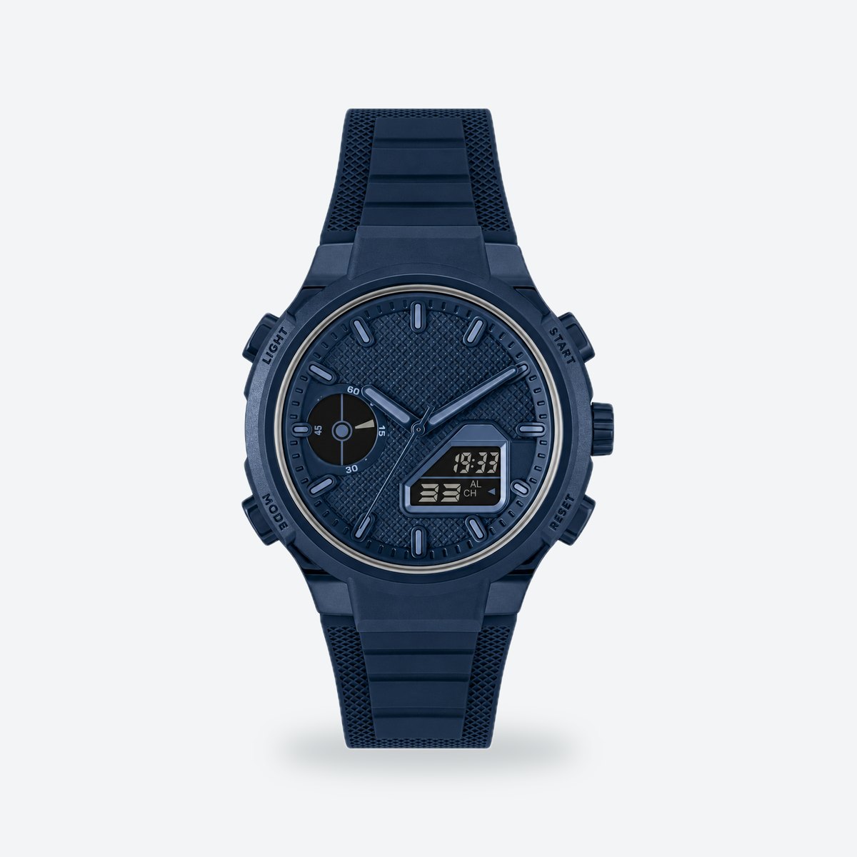 Men's 45mm Blue Dial Watch, Rubber Strap, photo