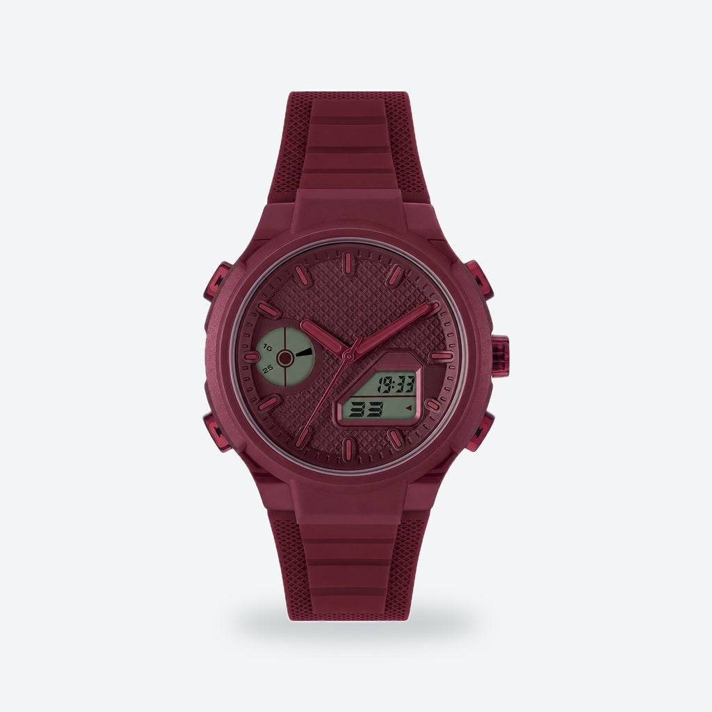 Men's 45mm Black and Gold Dial Watch, Red dial / Red