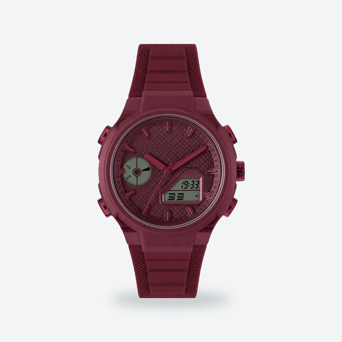 Men's 45mm Black and Gold Dial Watch, Red dial / Red