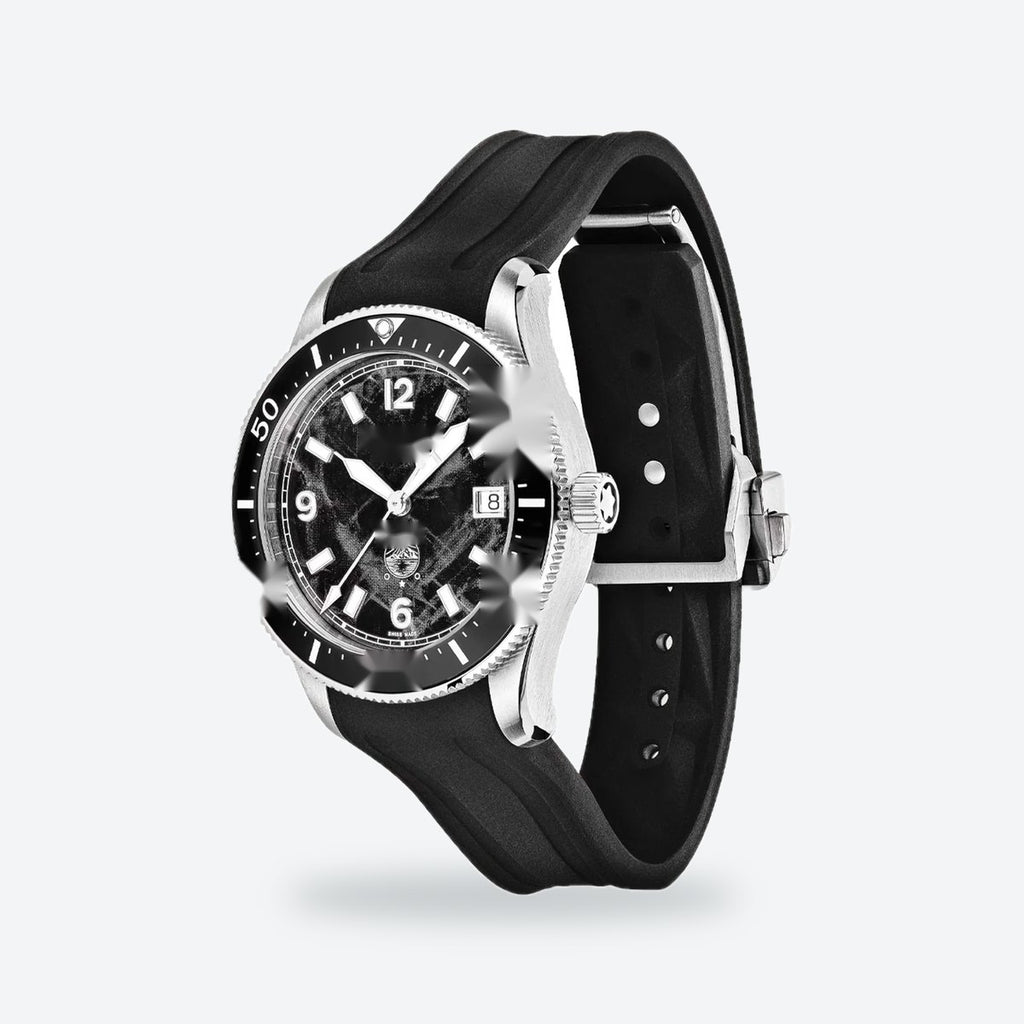 Men's 38mm Black Dial Automatic Watch, Rubber Strap, view 5