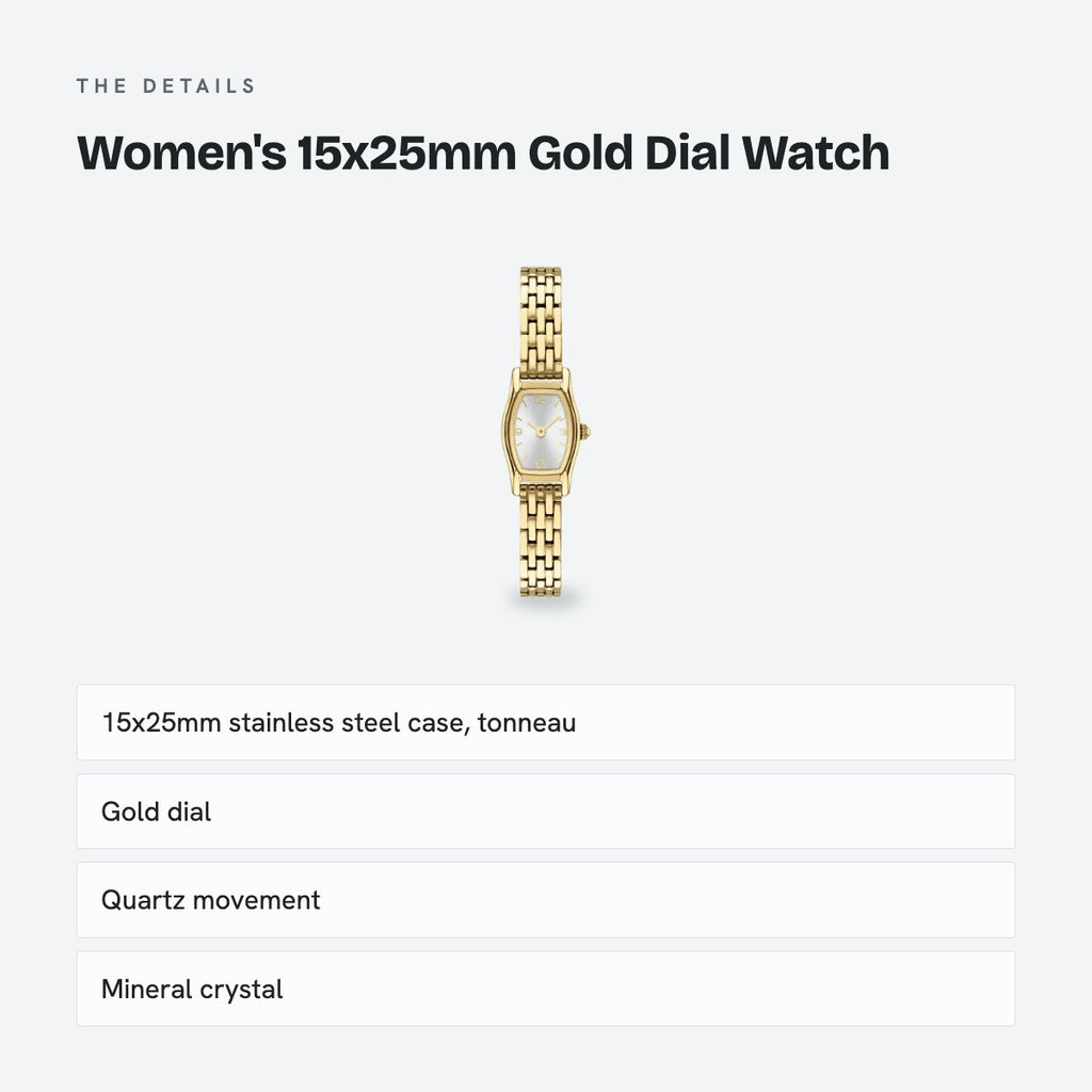 Women's 15x25mm Gold Dial Watch, details
