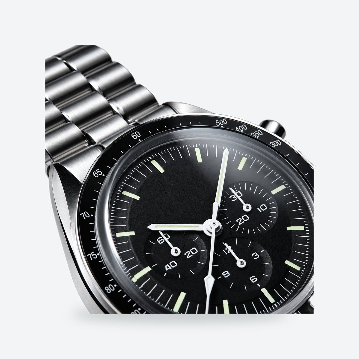 Men's 42mm Hand-Wound Chronograph Watch, Tachymeter Bezel, Black Dial, view 4