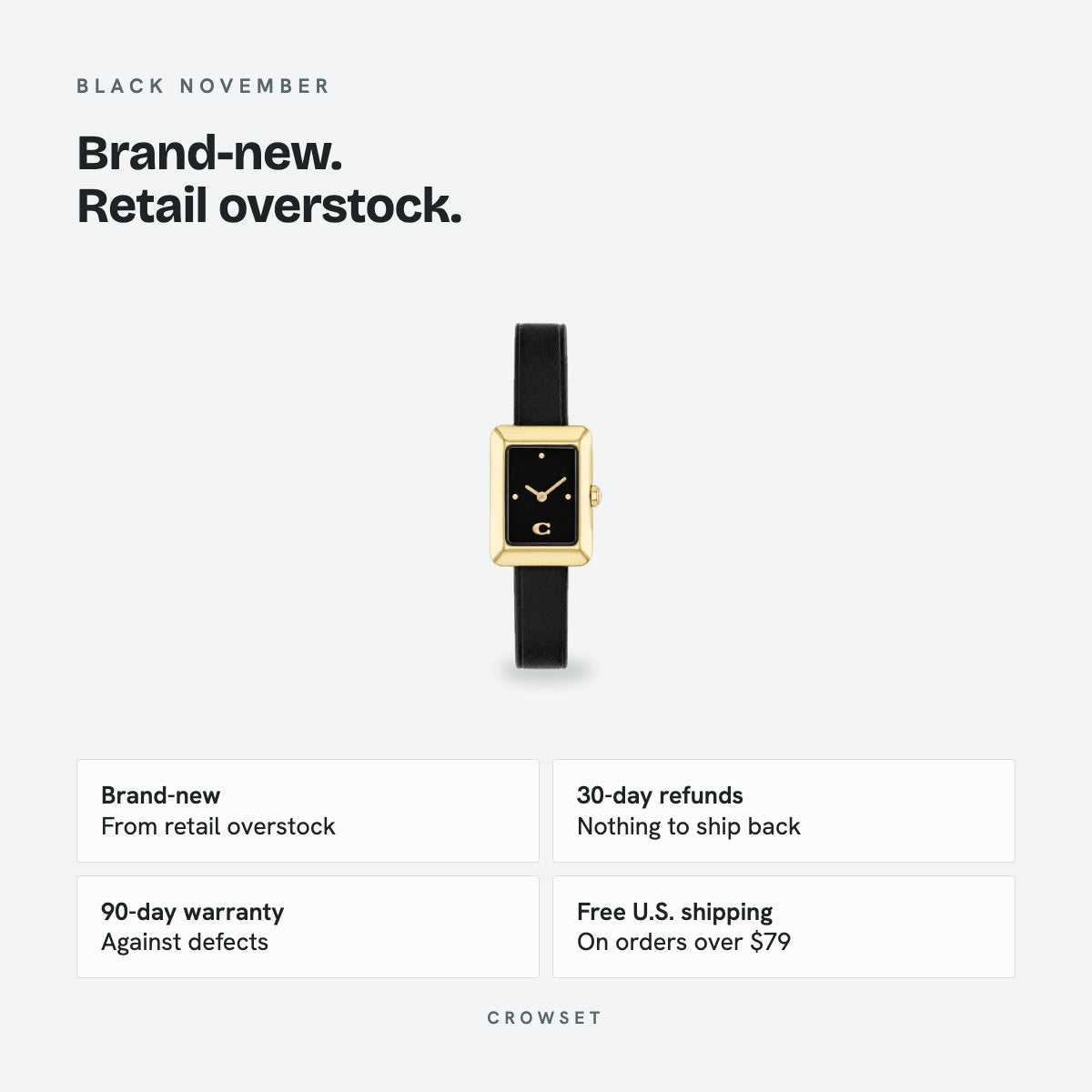 Women's 19mm Black Dial Watch, details