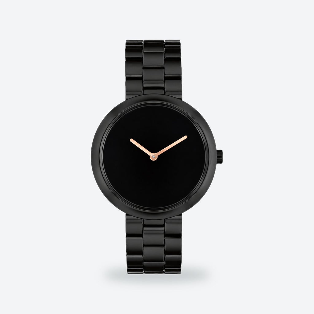 Women's 34mm Blue Dial Watch, Steel Bracelet, Style 2, Black dial / Black