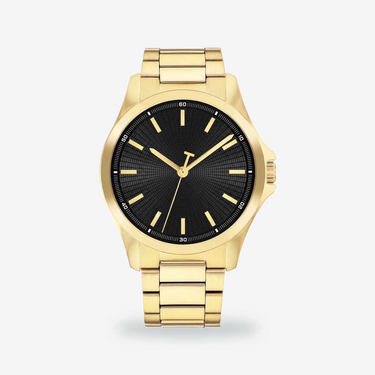 Men's 43mm Blue Dial Watch, Steel Bracelet, Gold-Tone, Black dial / Gold-tone