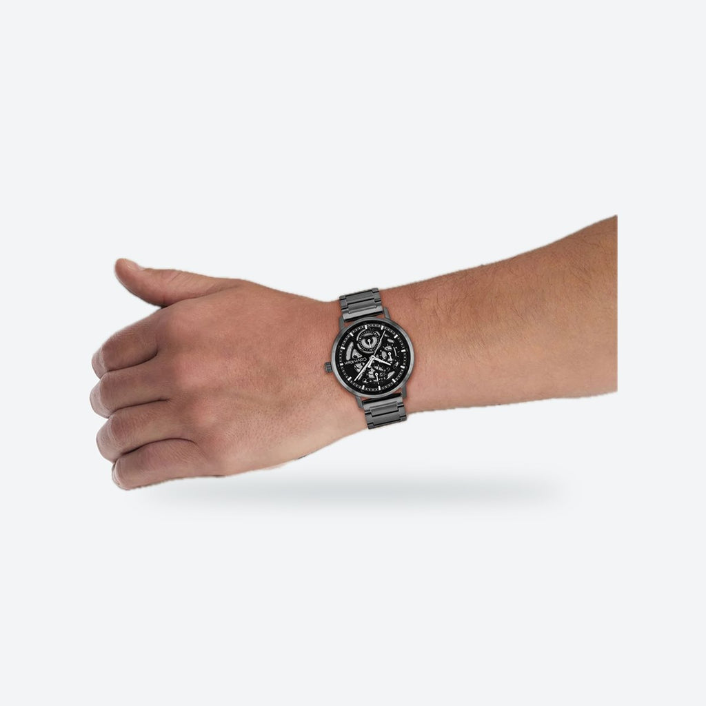Men's 41mm Black Dial Watch, Steel Bracelet, view 2