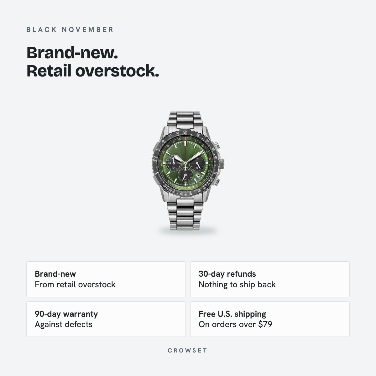 Men's 40mm Green Dial Watch, Steel Bracelet, Style 2, details