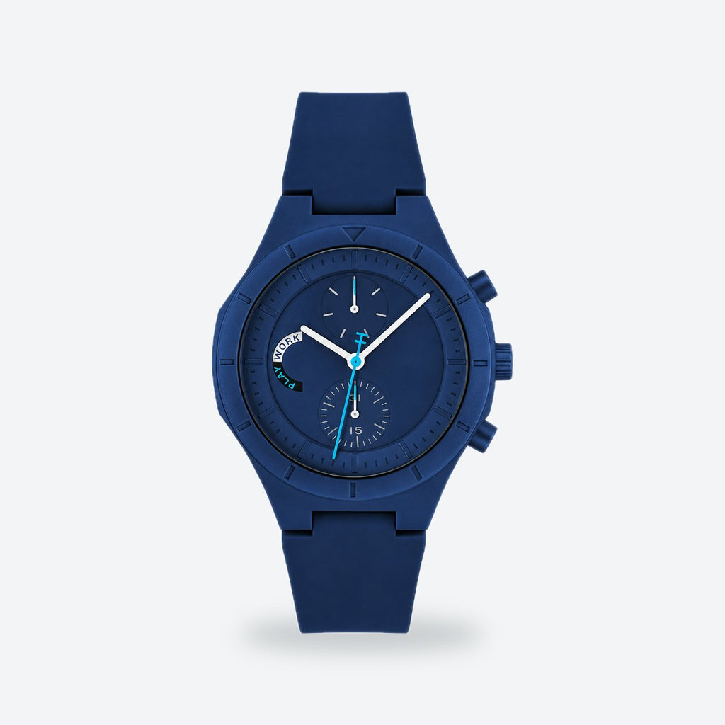 Men's 44mm White Dial Watch, Blue dial / Blue