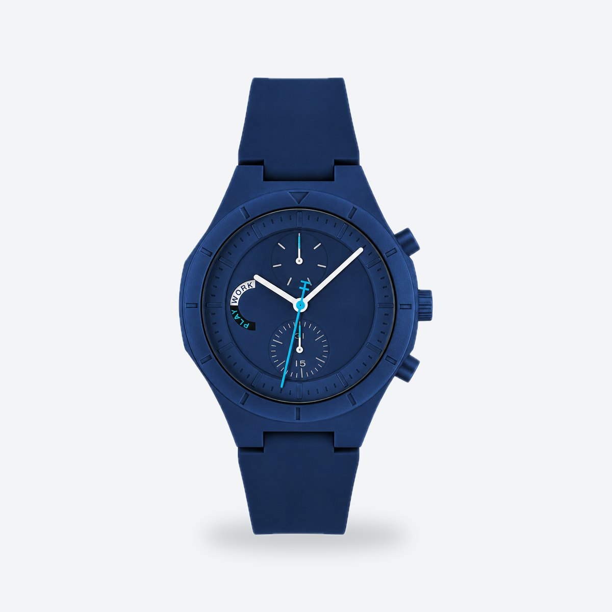 Men's 44mm White Dial Watch, Blue dial / Blue