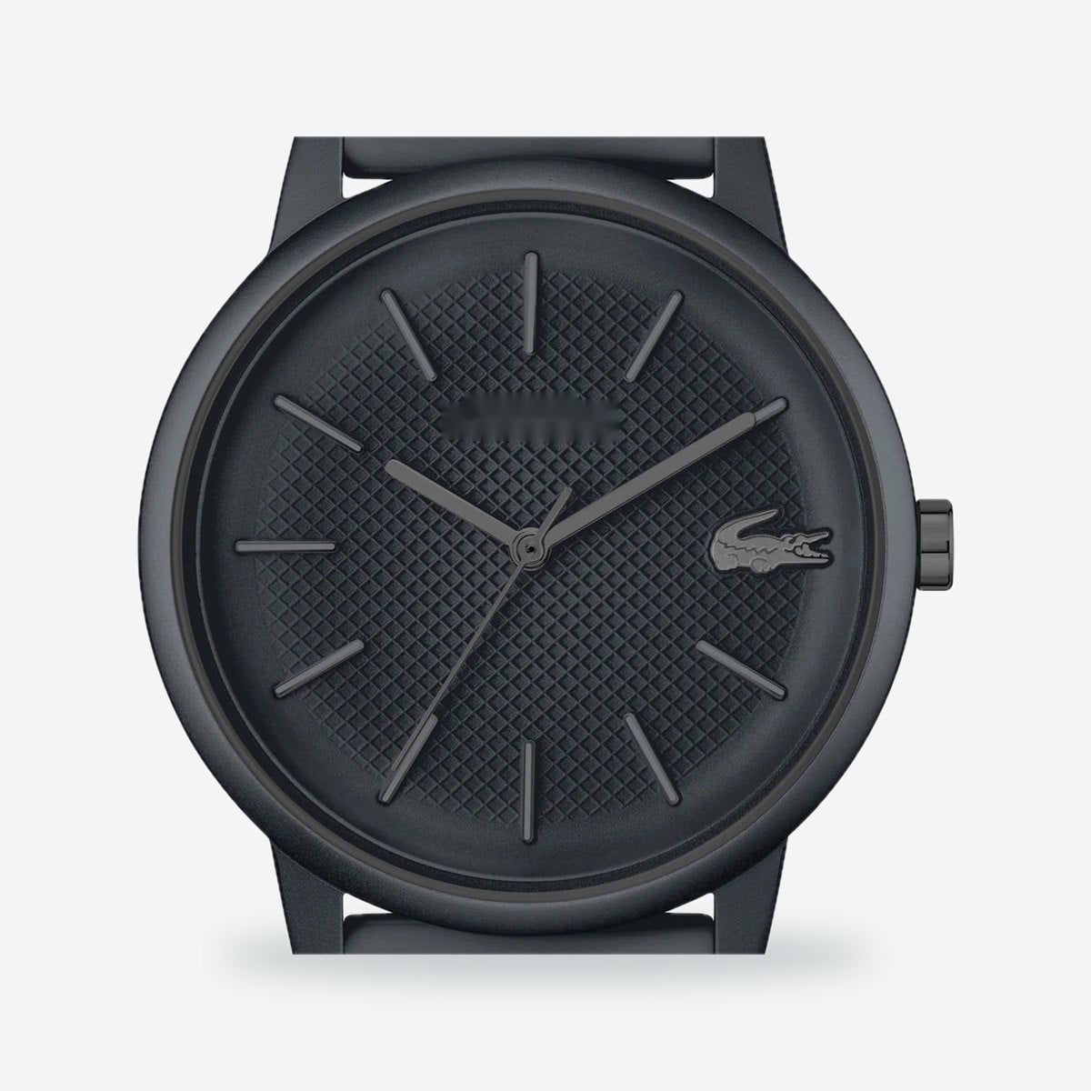 Men's 42mm Black Dial Watch, Rubber Strap, view 2