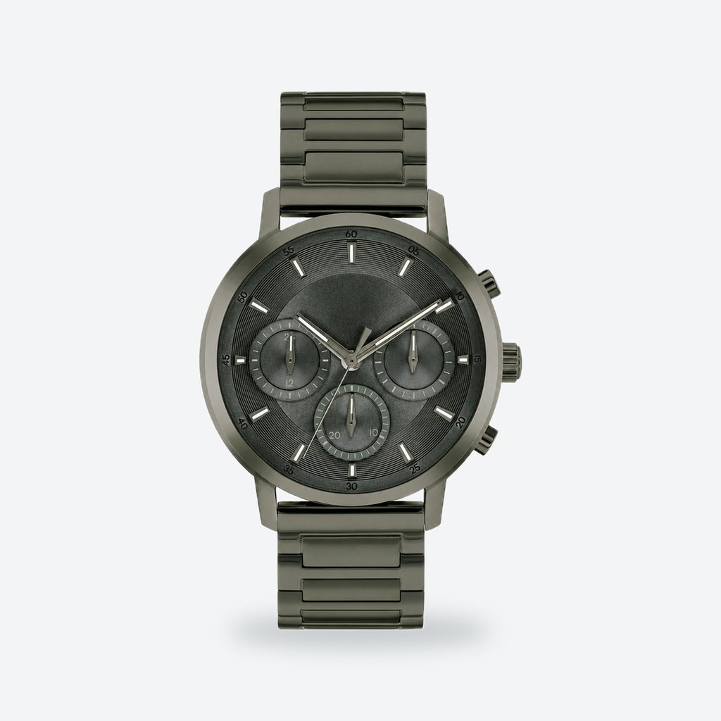 Men's 41mm Black Dial Watch, Steel Bracelet, Green dial / Green