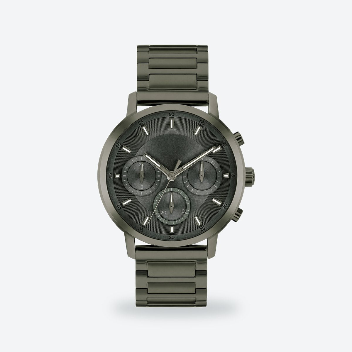 Men's 41mm Black Dial Watch, Steel Bracelet, Green dial / Green