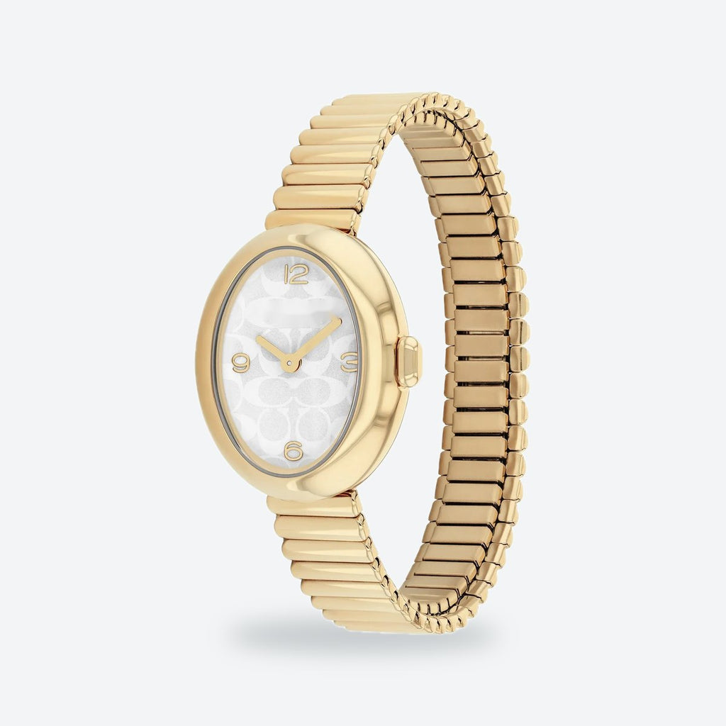 Women's 22mm White Dial Watch, Steel Bracelet, Gold-Tone, view 4