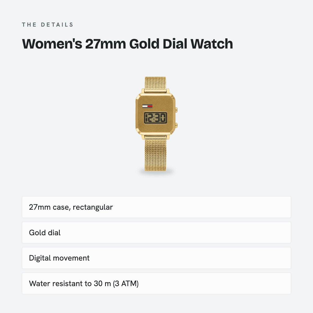 Women's 27mm Gold Dial Watch, details