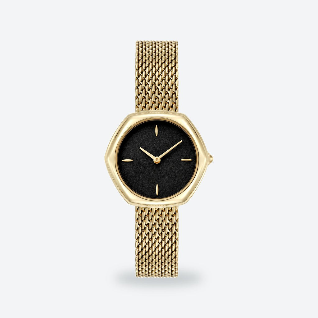 Women's 28mm Black Dial Watch, Black dial / Gold-tone