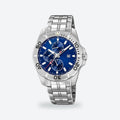 Men's 43mm Blue Dial Watch, Steel Bracelet, Silver-Tone, photo