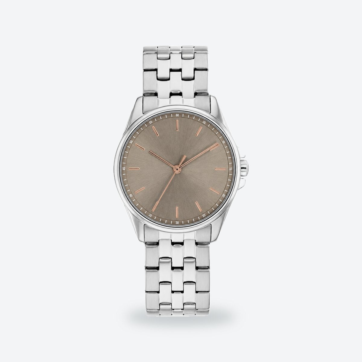 Women's 30mm Pink Dial Watch, Steel Bracelet, Greyish brown dial / Silver-tone