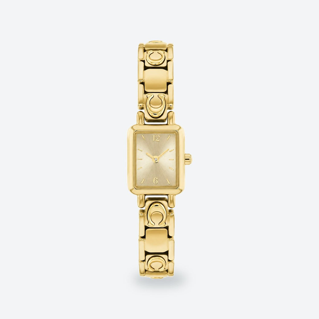Women's 15mm White Dial Watch, Gold dial / Gold-tone