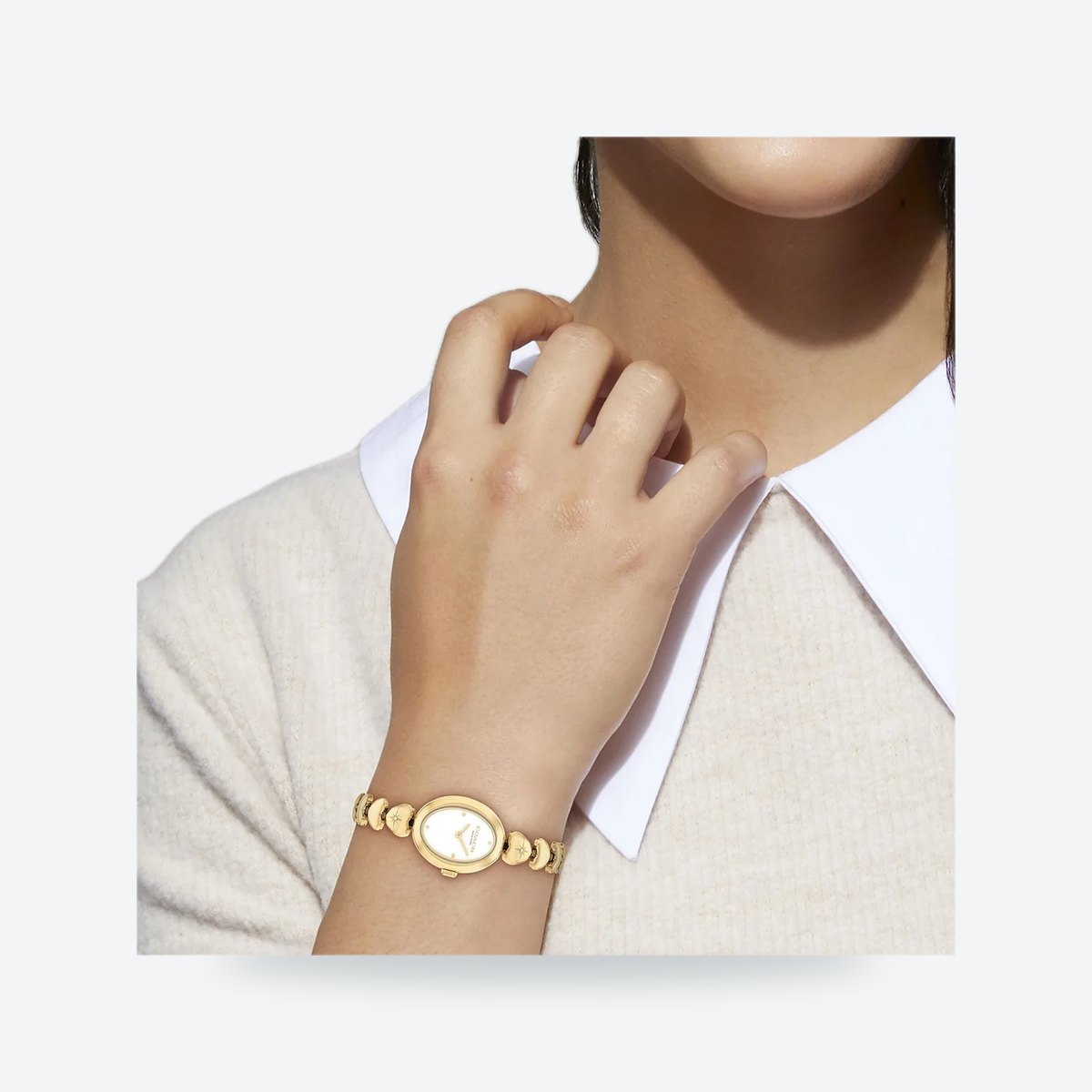 Women's 22mm White Dial Watch, Steel Bracelet, Gold-Tone, Style 2, view 2