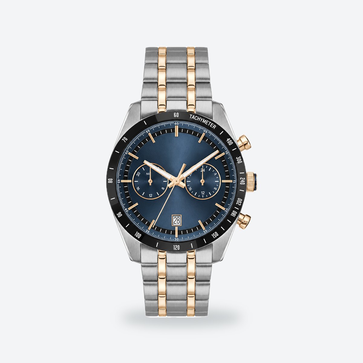 Men's 41mm Blue Dial Watch, Metal Bracelet, photo