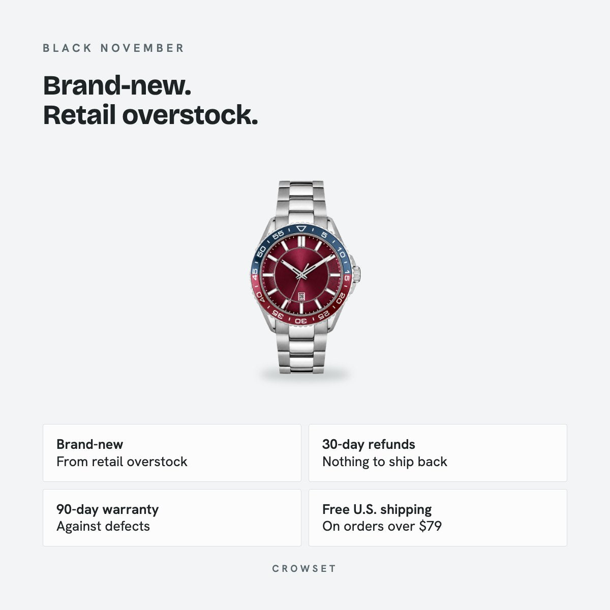 Men's 43mm Red Dial Watch, details