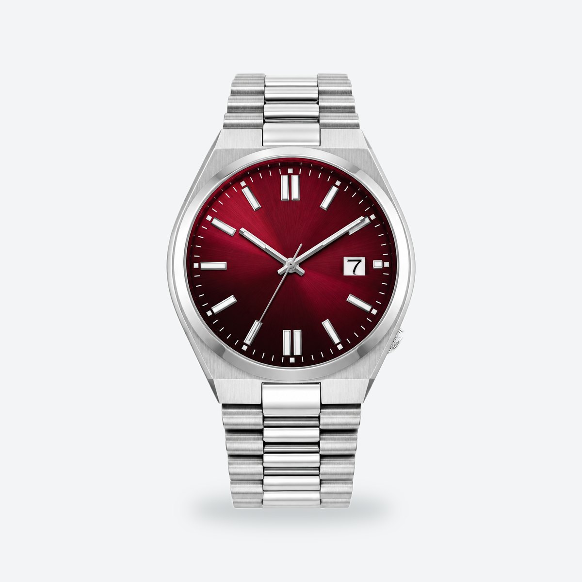 Men's 40mm Red Dial Automatic Watch, Red dial / Silver-tone