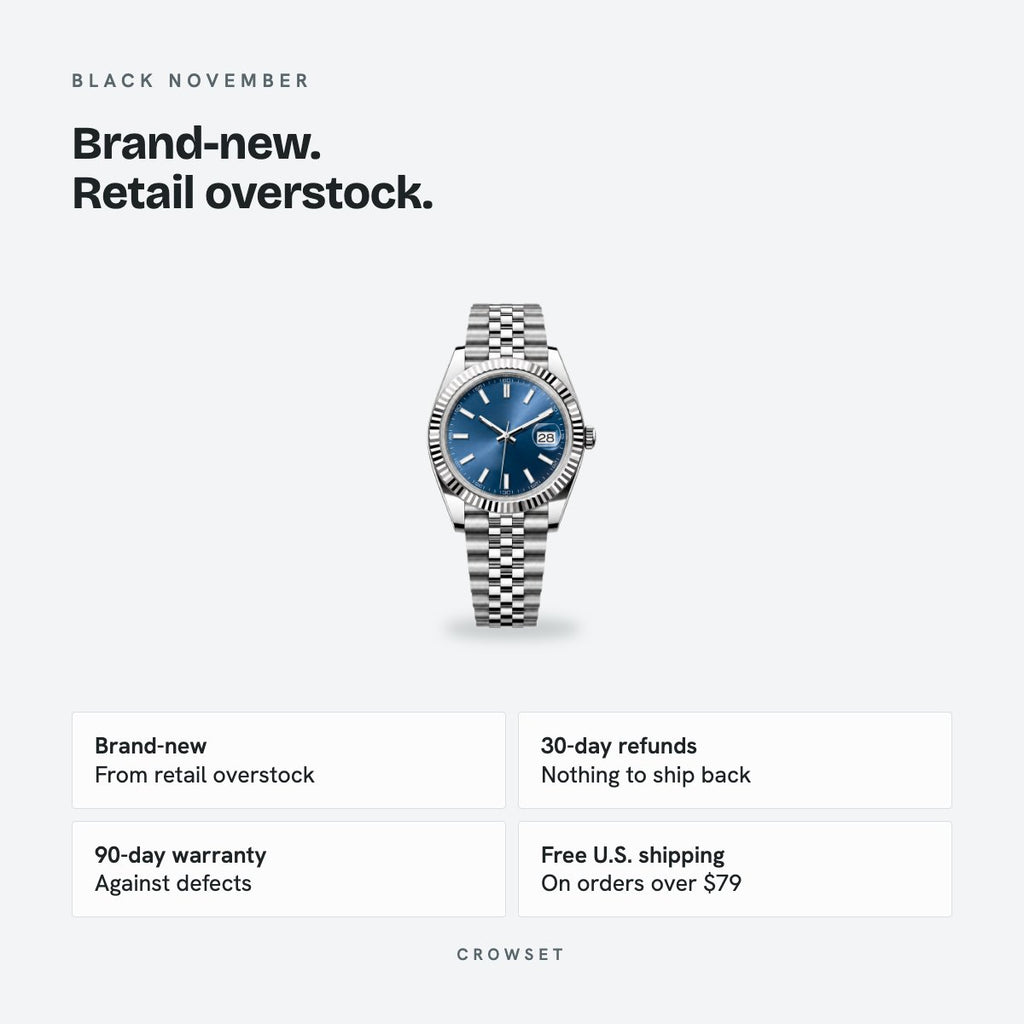 Men's 41mm Automatic Dress Watch, Fluted Bezel, Bright blue Dial, details
