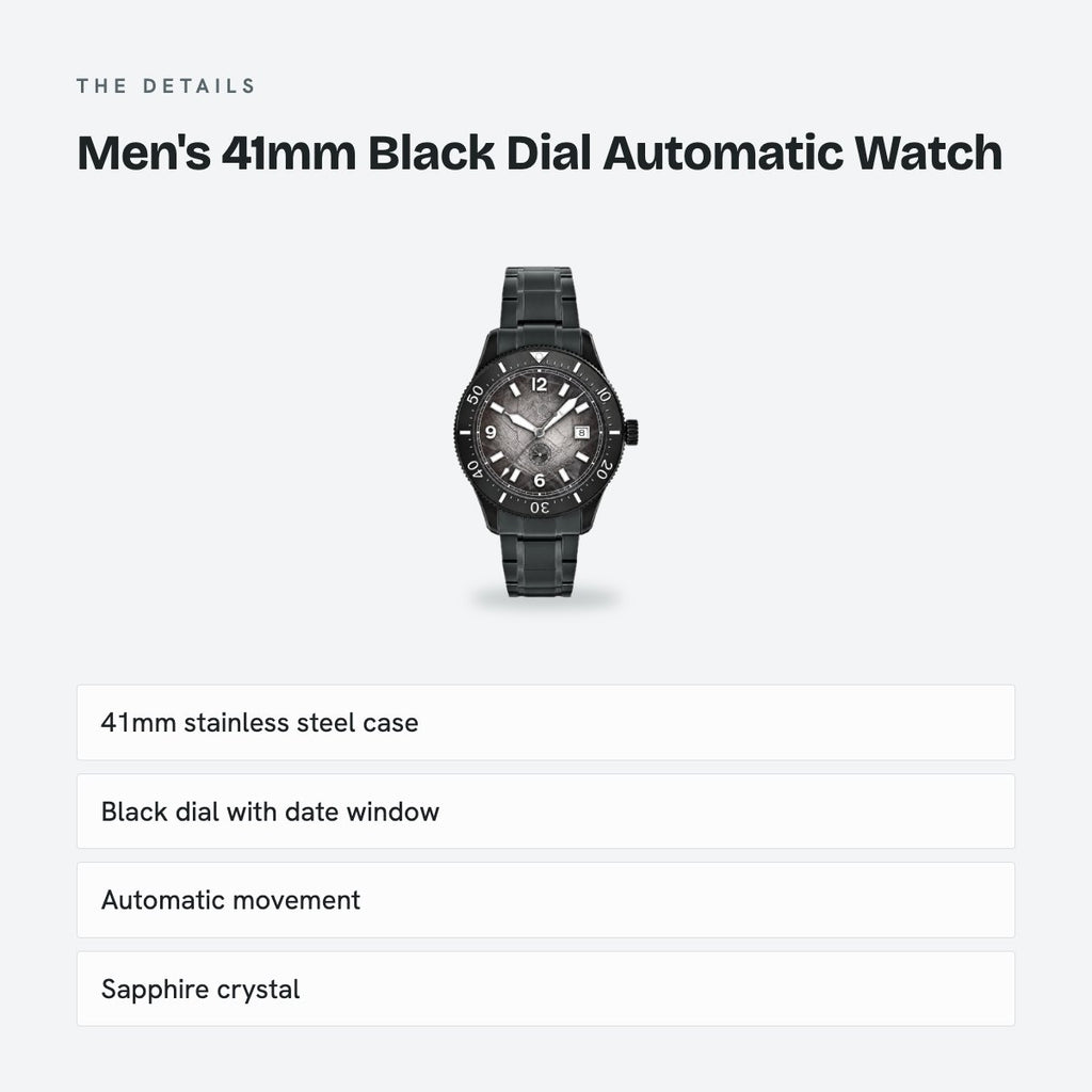 Men's 41mm Black Dial Automatic Watch, details