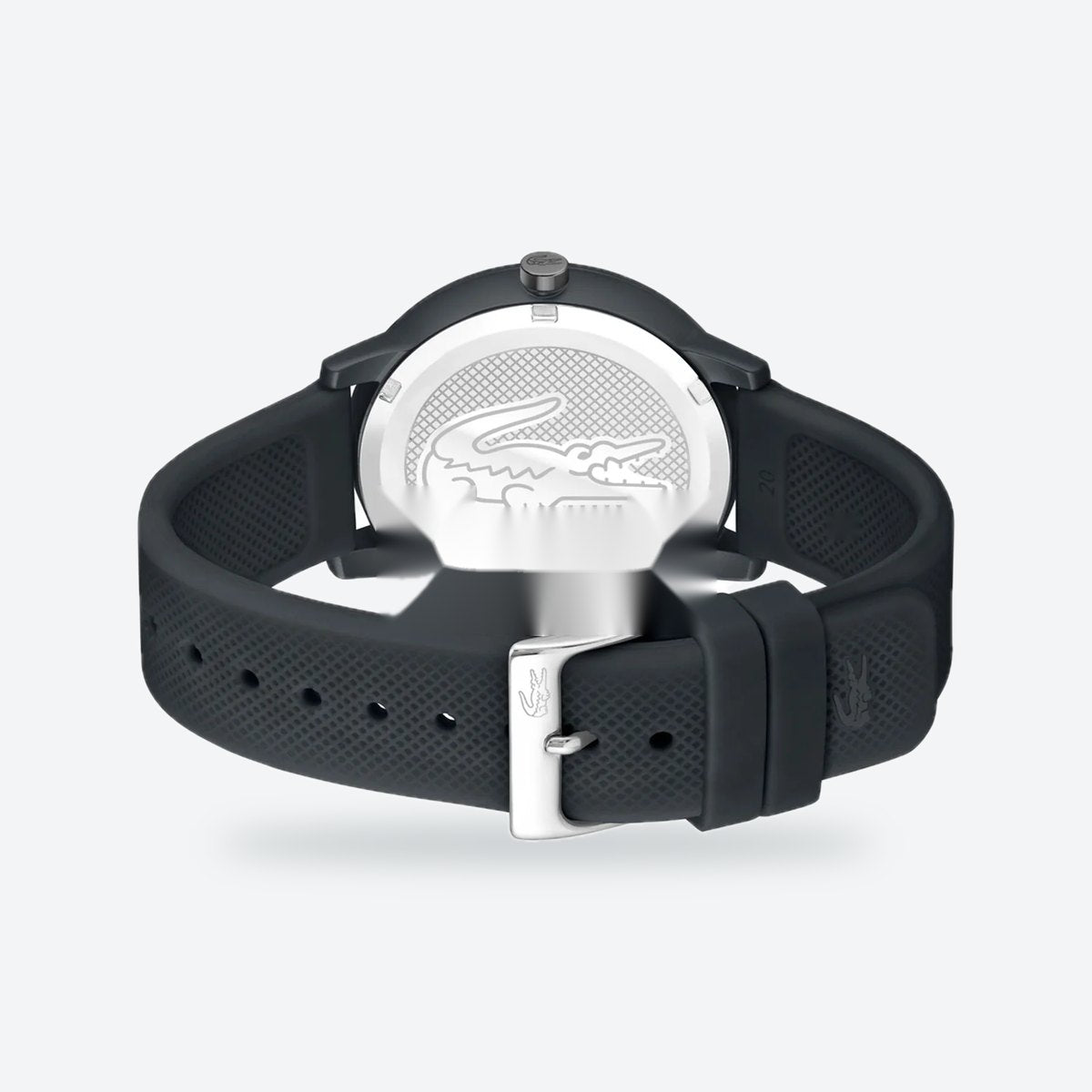 Men's 42mm Black Dial Watch, Rubber Strap, view 4