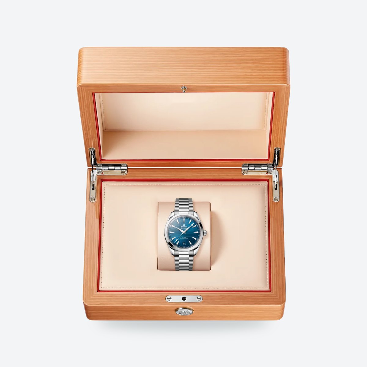 Men's 41mm Automatic Steel Watch, Teak-Pattern Dial, Blue Dial, view 6