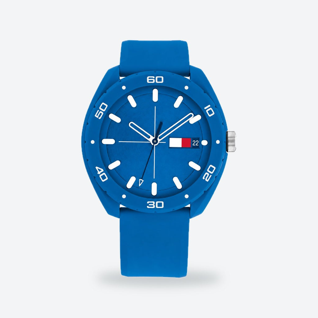 Men's 45mm Blue Dial Watch, Rubber Strap, Style 2, photo