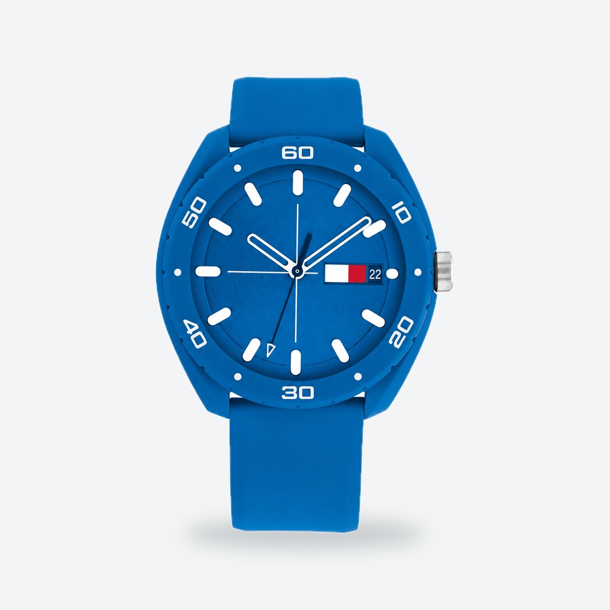 Men's 45mm Blue Dial Watch, Rubber Strap, Style 2, photo