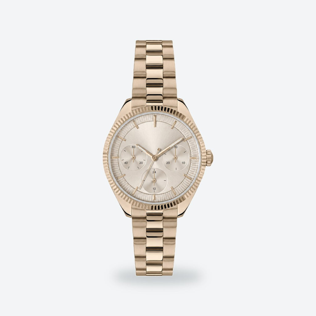 Women's 34mm Silver Dial Watch, Steel Bracelet, Beige dial / Beige