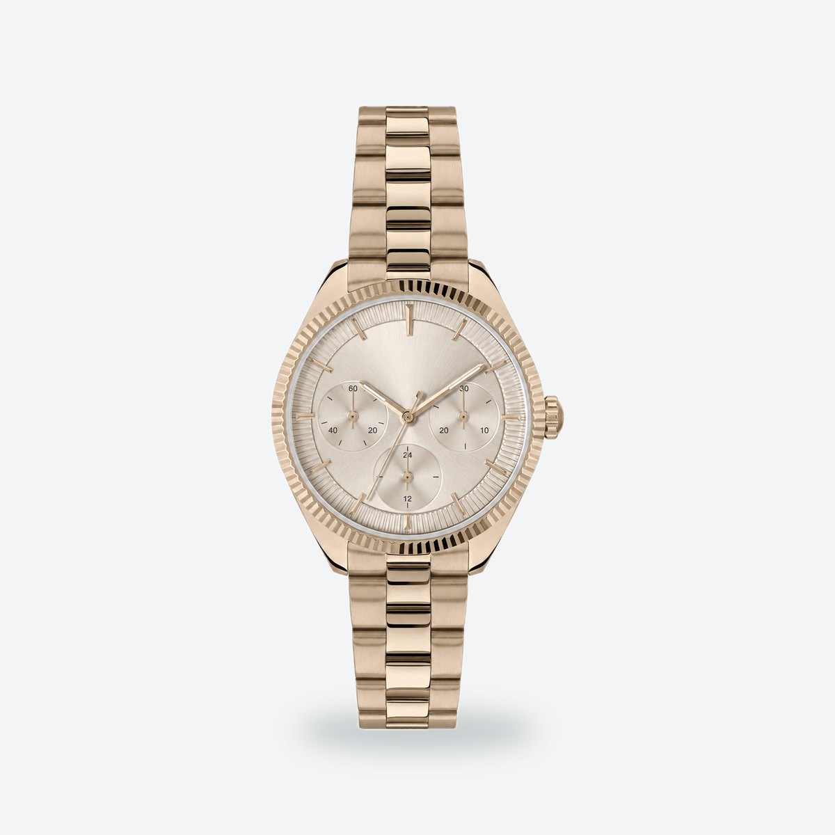 Women's 34mm Silver Dial Watch, Steel Bracelet, Beige dial / Beige