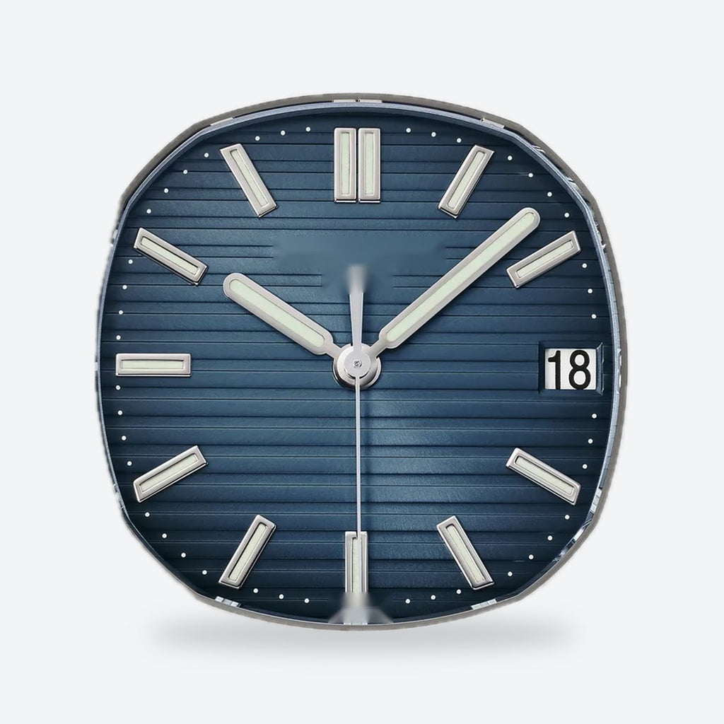 Men's 40mm Automatic Steel Watch, Integrated Bracelet, Black-blue Dial, view 5