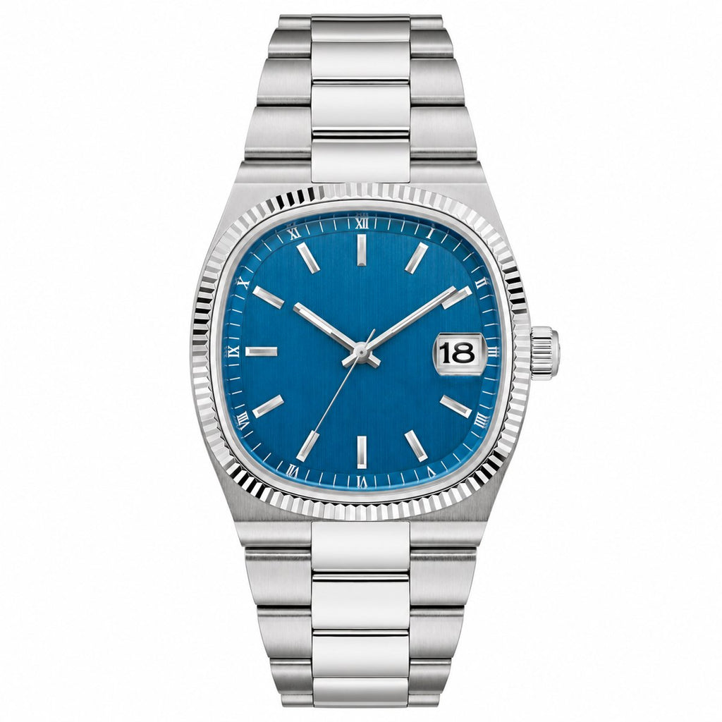 Men's 38mm Green Dial Watch, Blue dial / Silver-tone
