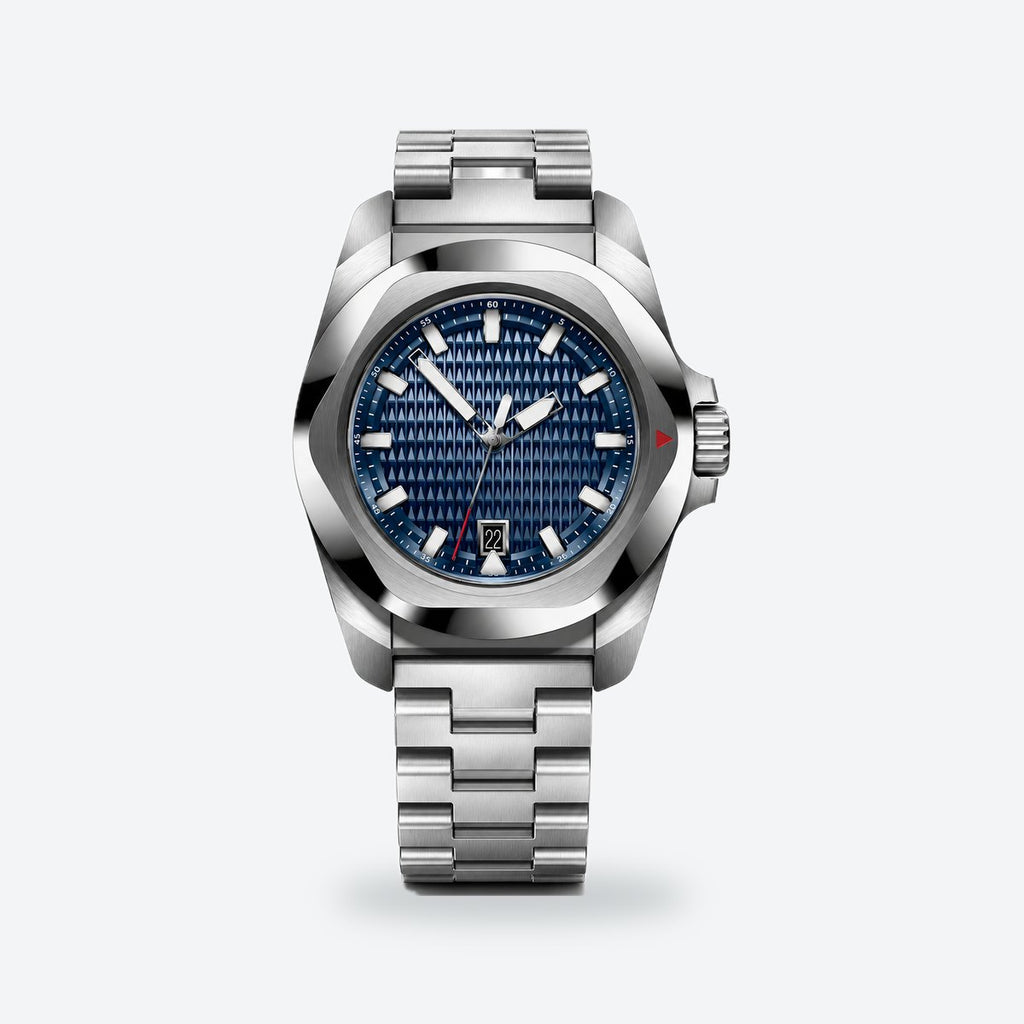 Men's 41mm Green Dial Automatic Watch, Steel Bracelet, Blue dial / Silver-tone