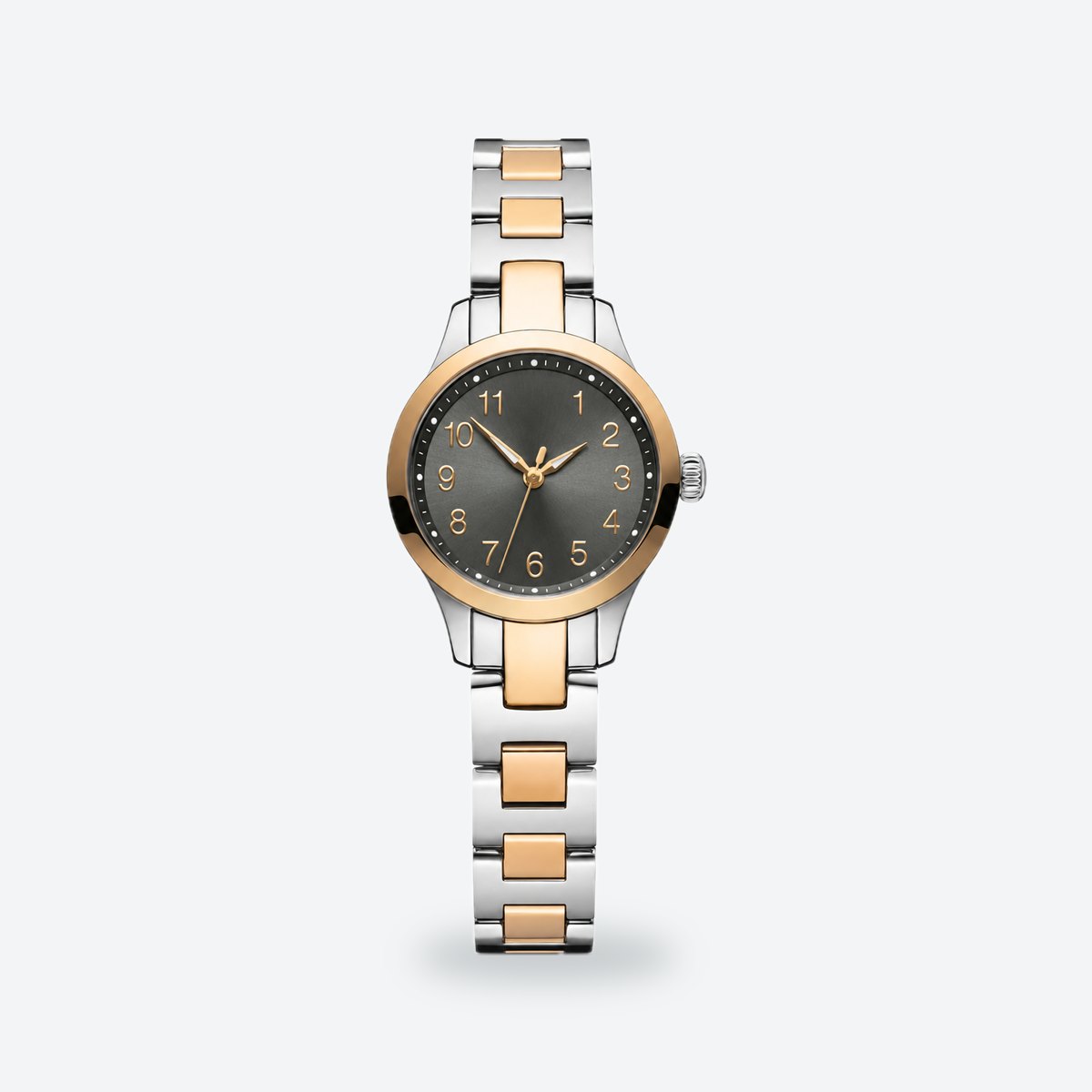 Women's 28mm White Dial Watch, Steel Bracelet, Grey dial / Gold-tone