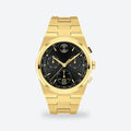Men's 42mm Black Dial Chronograph Watch, Steel Bracelet, Black dial / Gold-tone