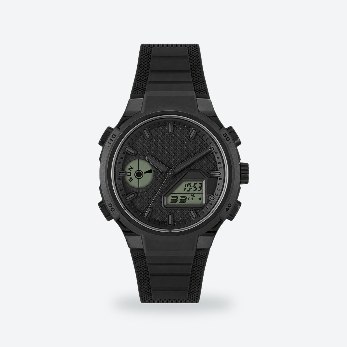 Men's 45mm Black and Gold Dial Watch, Black dial / Black