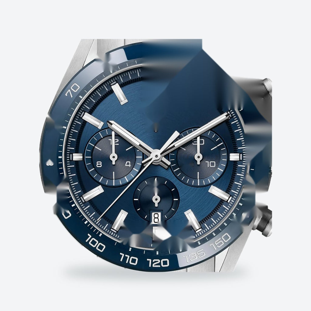 Men's 44mm Blue Dial Chronograph Watch, Steel Bracelet, Style 3, view 2