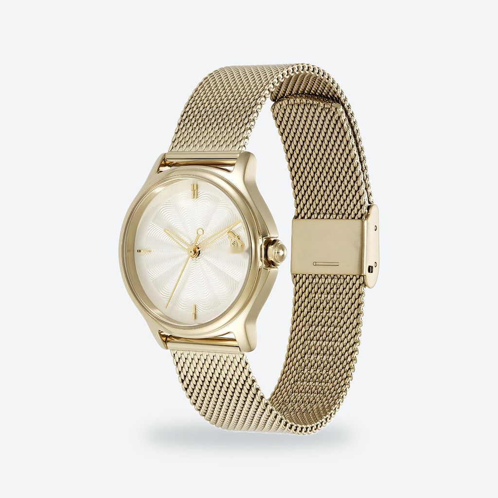 Women's 30mm White Dial Watch, Steel Bracelet, Gold-Tone, view 3