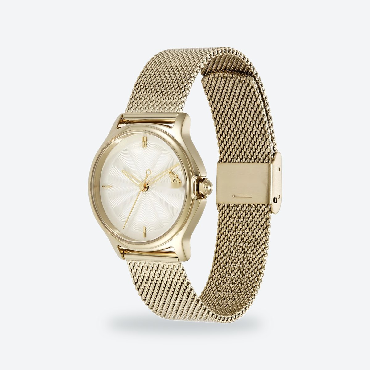 Women's 30mm White Dial Watch, Steel Bracelet, Gold-Tone, view 3