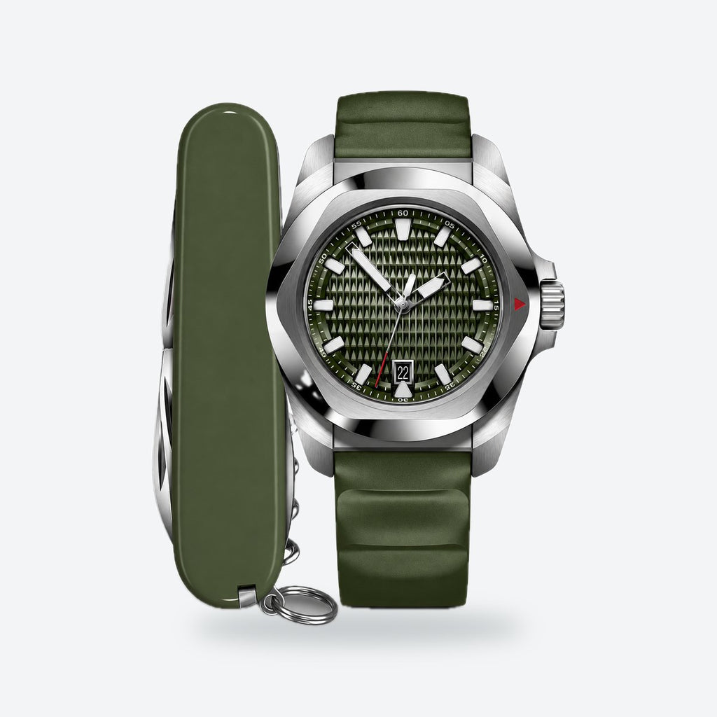 Men's 41mm Green Dial Automatic Watch, Steel Bracelet, Green dial / Green