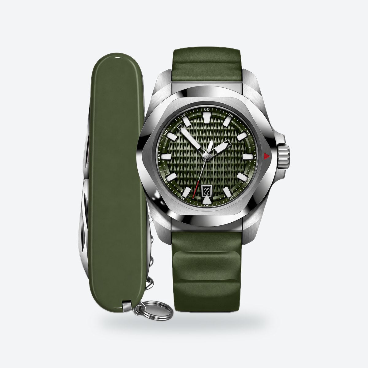Men's 41mm Green Dial Automatic Watch, Steel Bracelet, Green dial / Green