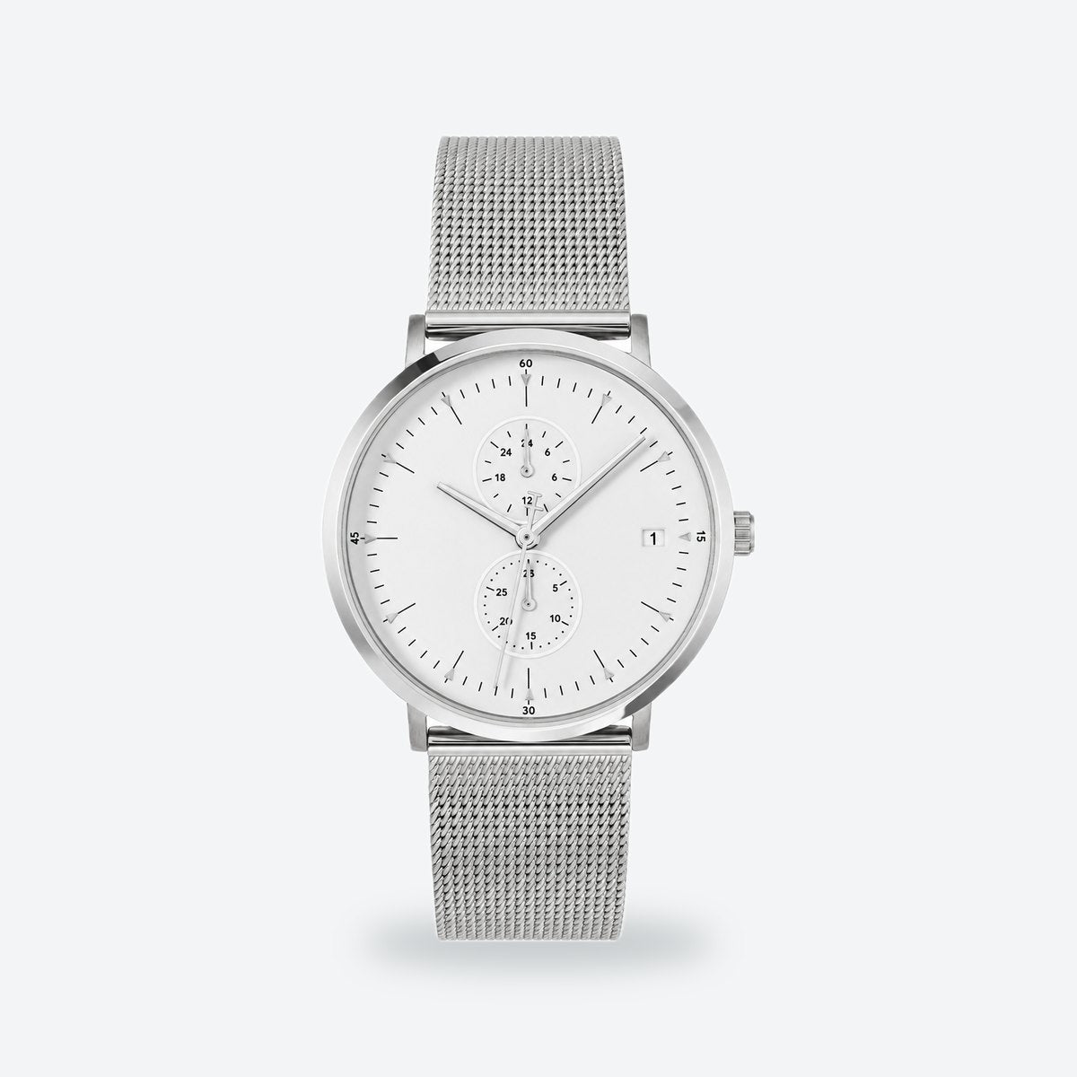 Men's 40mm Green Dial Watch, Steel Bracelet, White dial / Silver-tone