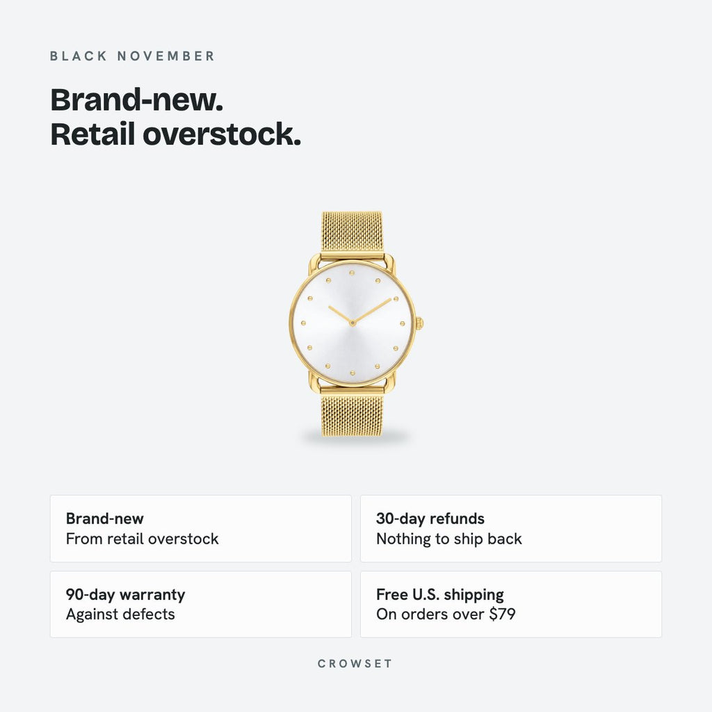 Women's 36mm White Dial Watch, Steel Bracelet, Gold-Tone, details