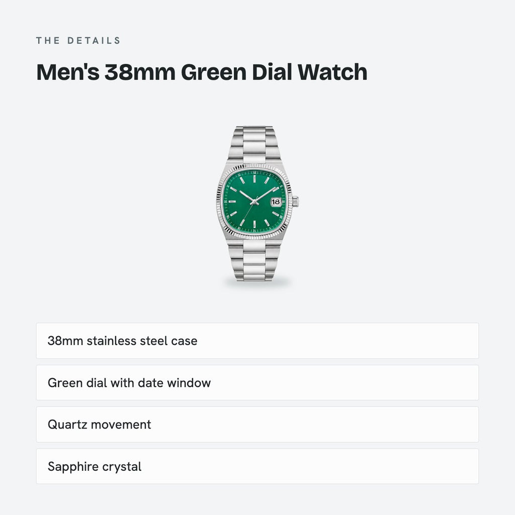 Men's 38mm Green Dial Watch, details